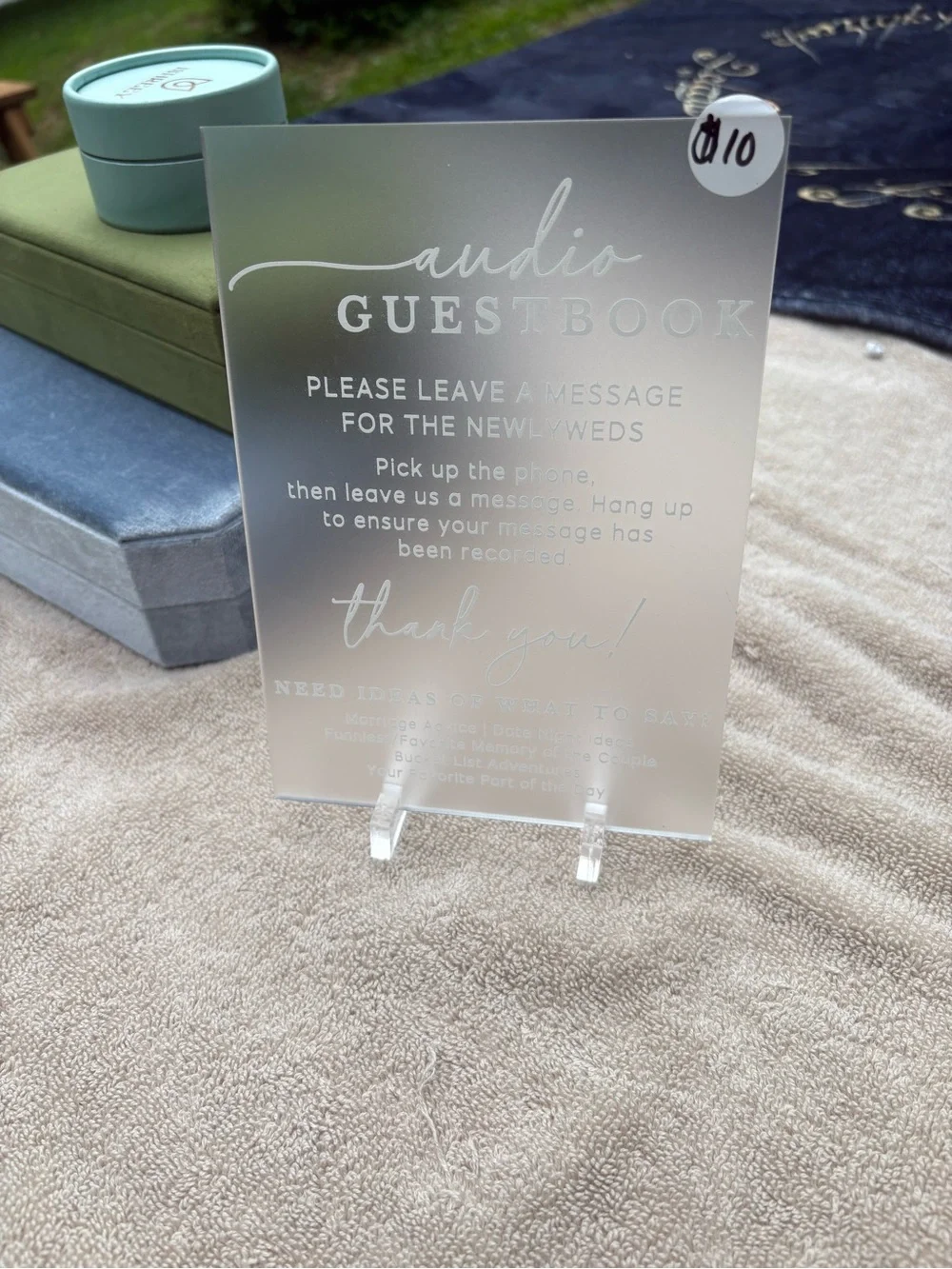 Clear Acrylic Audio Guestbook Sign - White Lettering